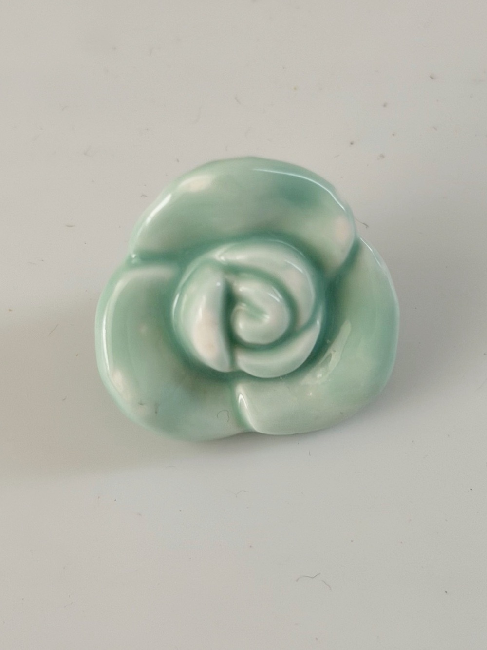 Vintage Ceramic Flower Rose Mint Green Wall Tac Pin Decoration
